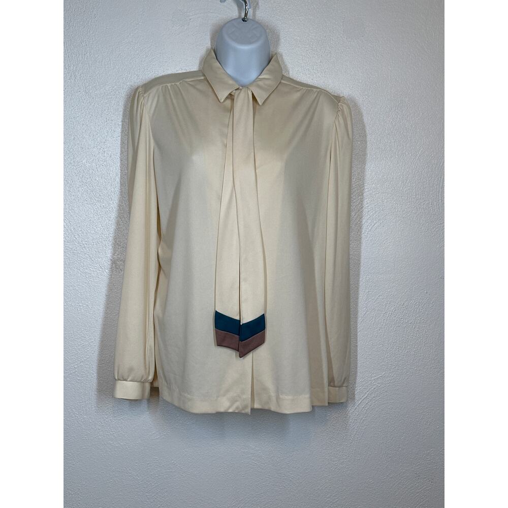 Vintage Wilroy Traveller Blouse M Cream M 70s Mod Quite Luxury Bussiness Office
